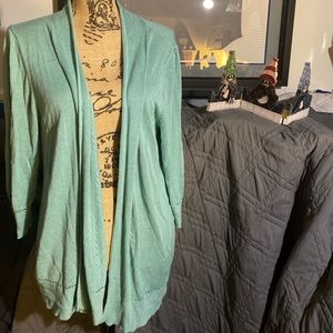 LOFT (Ann Taylor) Teal (green) Open Cardigan